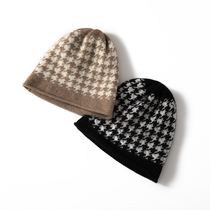 English single custom 100% pure cashmere hat thick female chestnut knitted wool hat autumn and winter warm hat ear protection
