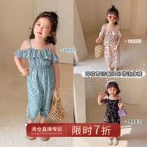 Chen Tai Pig L Mother Girl Clothes 2021 Summer New Ocean Gas Printed Broken Flowers Fields Garden Holiday Braces Conjoined Pants