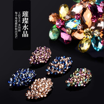 Crystal hairclip back of the head female Korean cross clip ponytail spring top clip rhinestone adult floral headdress Lady elegant hair accessories