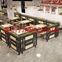 Iron partition decoration hot pot restaurant screen hollow flower stand restaurant card seat bar aisle fence wall half short