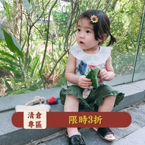 LUSON mom and baby western style suit summer new short-sleeved floral top trendy childrens clothing shorts baby clothes