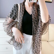 Korean letter silk scarf Joker silk scarf fashion sunscreen shawl printed long gauze womens autumn and winter