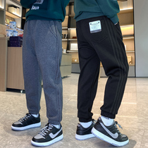 Boys in winter with velvet pants Children 2022 new boys in autumn children's integrated leisure sports trousers