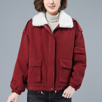 Cotton plus velvet thick coat women 2021 Winter wear new lamb wool collar cotton jacket short casual style to overcome cotton jacket