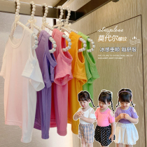 Girl Dew shoulder short sleeve T-shirt 2021 Summer new loose Casual Ocean Qi Children Female Baby Modale Blouse