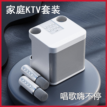 The microphone stereo one microphone Bluetooth holding the double wheat desktop child baby trembling family K song variable sound wireless one TV set suitcase with KTV singer device