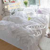 Bubble Yarn Four Pieces Beds Bed Linen Summer Spring Autumn Summer Quilt Nordic Wind Ins Little Clear New Red New Red 3