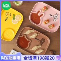 LINE Brown Bear Cartoon Cute Cutlery With Vinegar Dish Dumplings Tray Children ceramic disc Home Fat Reduction Dinner Plate