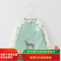 Spring and autumn summer cotton baby eating bib children long sleeve apron waterproof anti-dressing baby gown