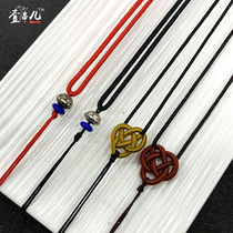 Jade pendant Lanyard Necklace rope Red rope halter neck female jade pendant Jade pendant Jade gold Jade Beeswax Tibetan silver
