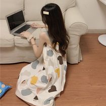 Princess style pajamas womens summer thin 2021 new cotton silk two-piece set small suspender nightgown ins