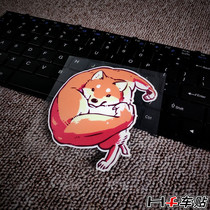 hf car stickers electric motorcycle creative muscle Wood dog hook hook cute funny locomotive universal sticker reflective waterproof