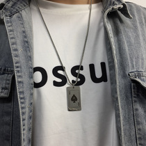 Stainless steel playing card pendant Titanium steel hip hop necklace men and women street trendsetter personality pendant long sweater chain