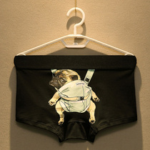 Tide Cards Mens Flat Corner Briefs Summer Pure Cotton Stalls Breathable Youth Personality Cartoon Tide Movement Four-corner Shorts Head