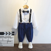 Childrens gown performance suit Boy suit Western pants Little Western suit boy white shirt back with pants for the spring and autumn