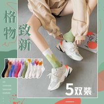 Socks female Korean version of medium tube ins cute Japanese black white Joker summer thin ladies stockings