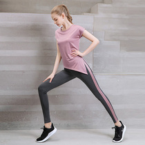 Yoga sports suit women 2021 spring summer leisure fitness running fashion loose net red short sleeve