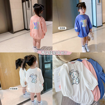 Spring clothing Two sides wearing a laser mid-length T-shirt 2022 Spring paragraph 1-3-year-old Childrens blouses girl blouses the undershirt