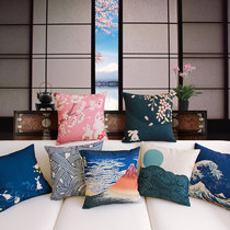 Japanese ins Cherry blossom wind pillow Tatami pillow Cotton and linen pillow cover Sofa pillow cushion Pillow pillow