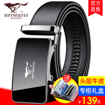 Seven Wolves Men Belt Genuine Leather Head Layer Pure Cow Leather Youth Casual Automatic Buckle Belt Men Business Pants Strap