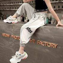 Children's sports pants spring and autumn thin girls are all cotton and relaxed and comfortable