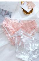 Briefs large size student summer breathable summer elegant transparent ice silk briefs incognito series Lace