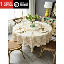LXRXDD Roundtable Block-based PVC Waterproof and Oil-free Table Cloth Tea Several Pad Household Large Roundtable Table