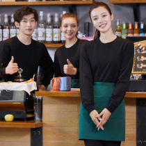 Catering waiter overalls long-sleeved sweater printing cafe restaurant tea hotpot restaurant waiter autumn and winter female