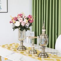 New home decorations dining table living room glass vase floral ornaments simulation flower model room TV cabinet