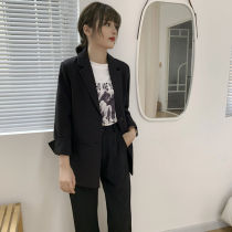 Chic small suit female black 2021 spring season new Korean leisure fashionable Net red suit jacket coat spring outside