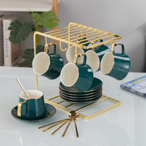 High-end European-style coffee cups saucers spoons with shelves household sets cups and saucers ceramic cups office cups and saucers