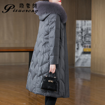 2022 New Winter Haining leather-clothing downdress female long fox fox fur collar thicker sheepskin coat