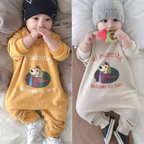 British next kid baby one-piece autumn mens and womens baby long-sleeved cotton romper outerwear cute suit