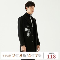 GXG men mens Korean wool woolen black long coat coat coat #174126152