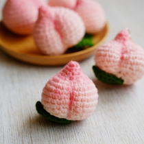 New wool crochet handmade DIY woven material package fresh sweet and juicy pink peach best friend couple gift