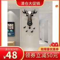 Nordic Style Clock Hanging Clock Living Room Personality Creative Fashion Clock Modern Minima Atmospheric Home Deer Head Trim Table