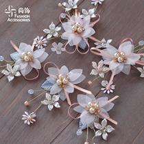 New handmade fresh and sweet Korean bride headdress silk flower hairclip fairy hair accessories set wedding dress