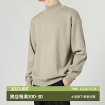 men's autumn winter 2022 long sleeve bottoming knitwear trendy mid collar woolen coat fleece thick