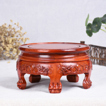 High foot solid wood carving base round vase strange stone flower bonsai planted fish tank tray solid wood base floor ornaments