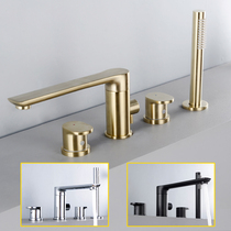 Rotating bathtub faucet cylinder side bathroom full copper split four-piece shower hot and cold faucet set