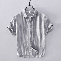 Day Series Retro Fold Short Sleeve Linen Shirt Mens Summer 100 Hitch Casual Thin Loose Half Sleeve Cotton Linen Shirt