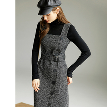 Rui time French elegant retro floral veil wool vest dress slim back dress autumn and winter