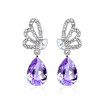 South Koreas new butterfly wing diamond sapphire water drop earrings earrings amethyst earrings fashion ladies hypoallergenic earrings