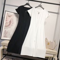 MRMW2020 summer new product design sense slim body waist slim zipper dress temperament long split small black skirt