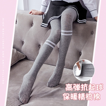 Children Dance Socks Autumn Winter Pure Cotton Striped Bottom Pants Socks Girl Child Spring Autumn White Practice Even Pants Socks Ballet Socks