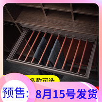 Cloakroom storage pants rack damping pull basket wardrobe telescopic push-pull shelf Baibao lattice rack classification box