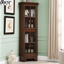 American solid wood wine cabinet Living room corner cabinet tea side cabinet European small apartment foreign wine cabinet ash wood triangle locker