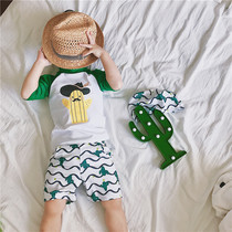 Childrens swimsuit cute cactus boy split sunscreen boy baby quick-drying swimsuit warm hot spring swimsuit