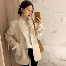 2021 autumn new casual small blazer womens mid-length Korean loose thin retro chic suit trend