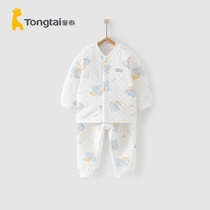 Tong Tai autumn and winter 3 months-3 years old infants and womens clothes set home thermal underwear set